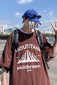 图案已注册港风日系中性休闲情侣大码风短袖T恤DT7655P25图片