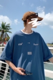 YYDS/EMO字母图案港风中性休闲情侣大码风短袖T恤DT7643P25，男装T恤，星座227-7