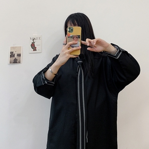 港风休闲情侣大码短袖衬衫男潮帅气七分袖衬衣7875P45控69