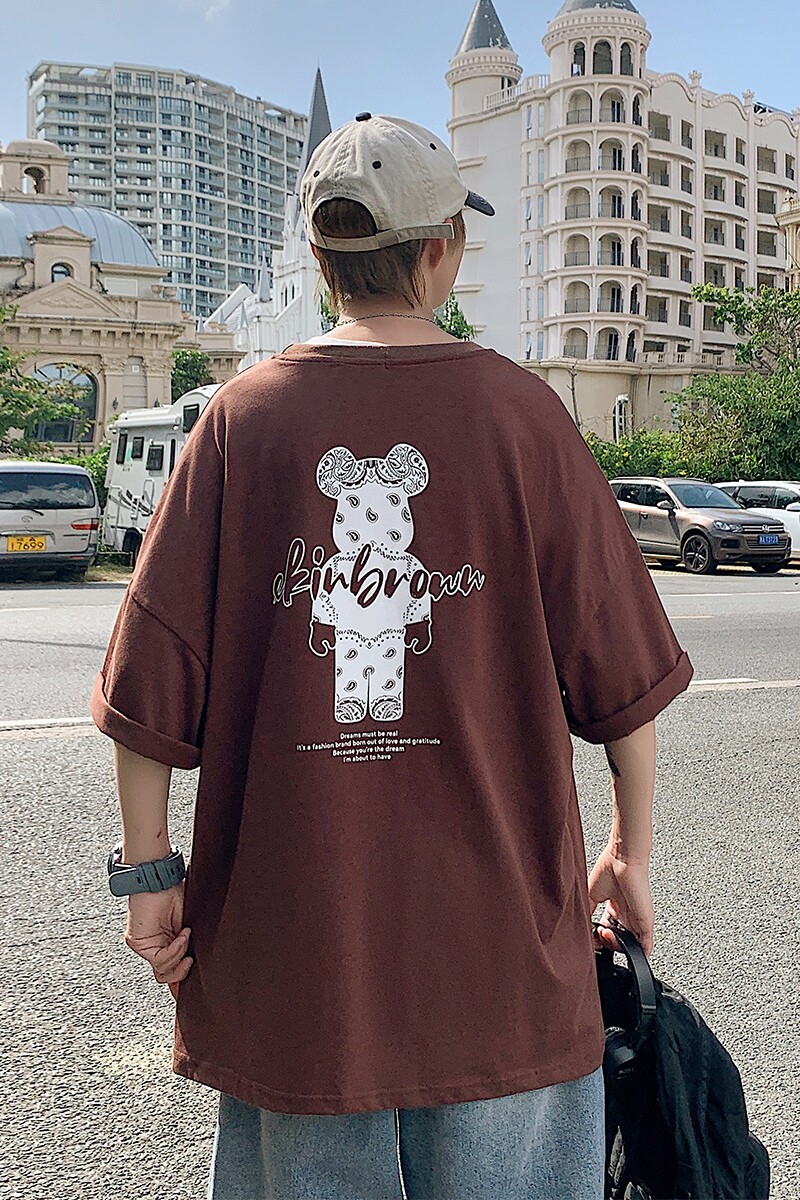 图案已注册港风日系中性休闲情侣大码风短袖T恤DT7736P25,男装T恤,星座227-7