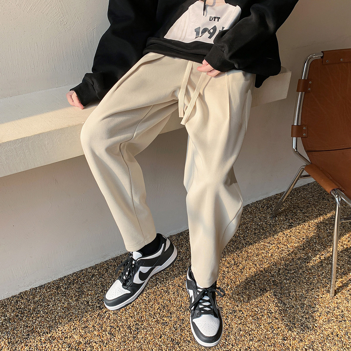 港风休闲裤男卫裤男宽松九分裤运动裤男长裤7566P45控68,男装休闲裤,星座227-7