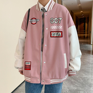 港风潮牌休闲宽松条纹印花潮棒球服男夹克男外套男JK7583P78图片