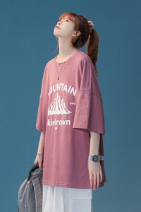 中性风 特殊工艺印花 休闲情侣T恤女潮短袖T恤男DT7655P25控图片