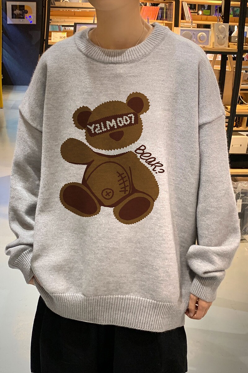 秋季港风长袖印花毛线毛衣男宽松休闲圆领套头针织衫线衣7788P48,男装针织衫/毛衣,星座227-7