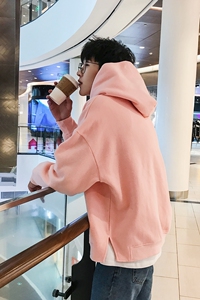 秋季港风中性风流行情侣大码休闲运动连帽印花卫衣男外套7008P65图片