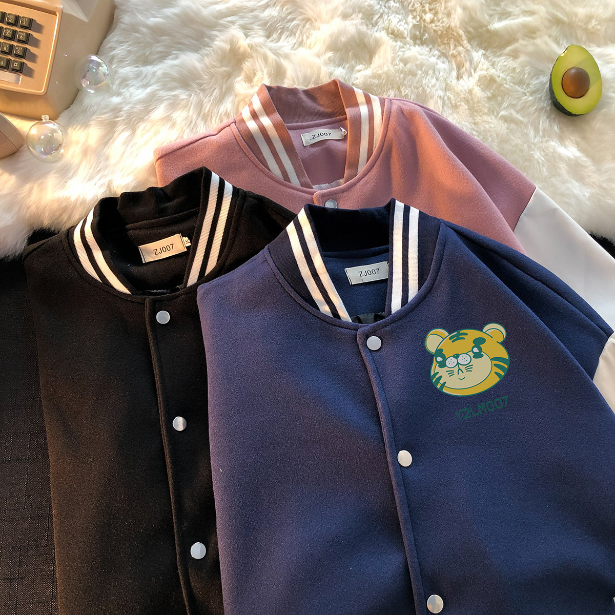 港风潮牌休闲宽松夹克男潮虎年老虎印花棒球服外套男JK7738P75,男装夹克,星座227-7