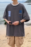 图案已注册港风流行棋盘格休闲情侣大码风短袖T恤DT7653P30，男装T恤，星座227-7