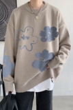 秋季港风长袖印花毛线毛衣男宽松休闲圆领套头针织衫线衣7924P55，男装针织衫/毛衣，星座227-7