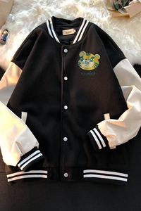 港风潮牌休闲宽松夹克男潮虎年老虎印花棒球服外套男JK7738P75图片