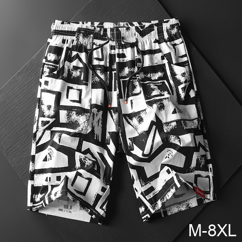M-8XL男大碼冰絲彈力5分褲短褲