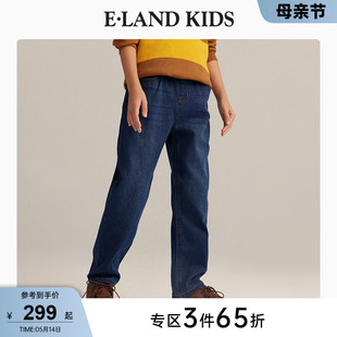 新品 eland 冬季 kids衣恋童装 男童复古休闲刺绣水洗牛仔裤