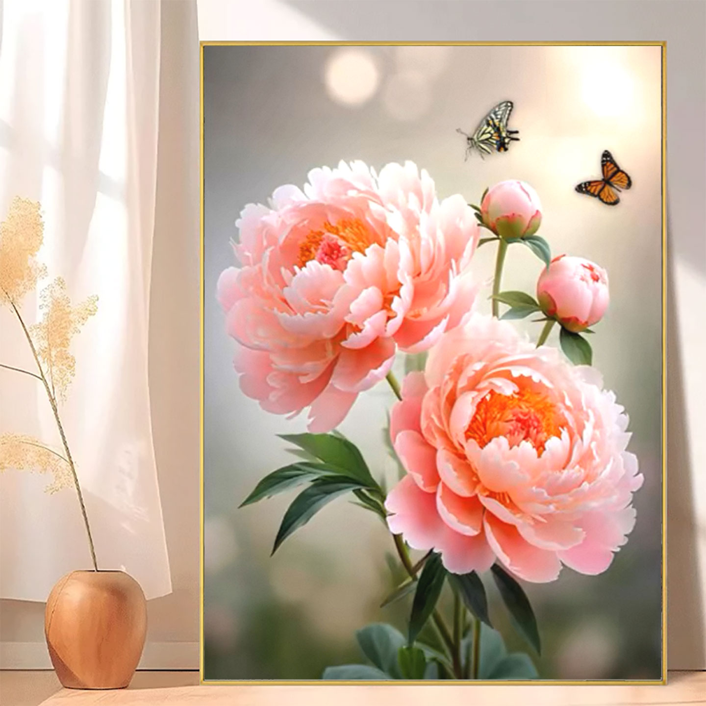 牡丹花5D钻石画十字绣2025新款客厅餐厅清新花卉唯美手工点贴钻绣