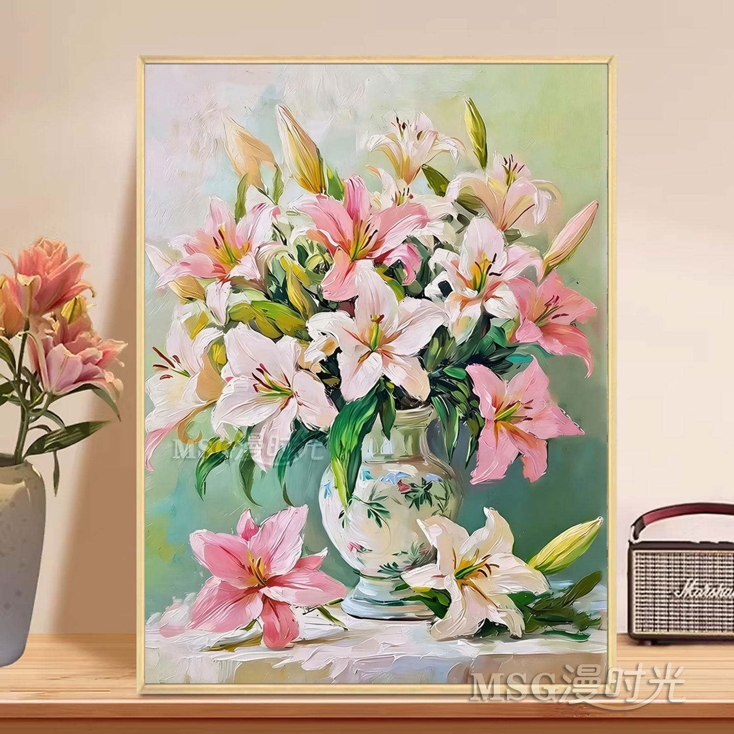 百合花瓶餐厅钻石画满钻2026新款唯美花卉高级感点钻粘钻十字绣