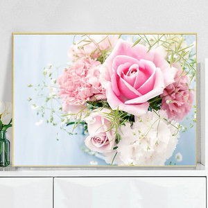 粉玫瑰钻石画2025新款满钻客厅卧室十字绣手工diy点钻贴画粘钻画