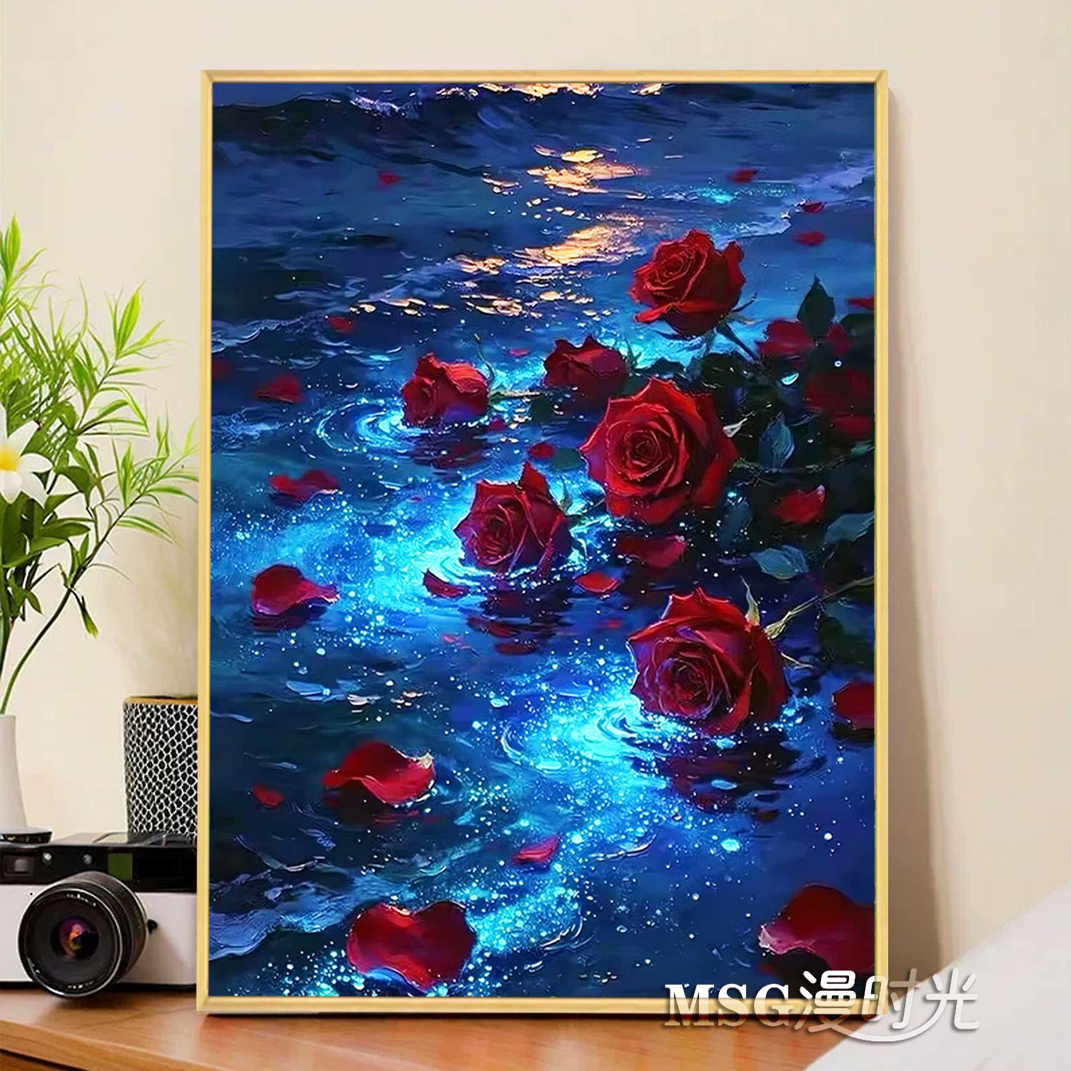 海边玫瑰花高颜值5d钻石画贴钻十字绣满钻新款客厅风景解压砖石秀
