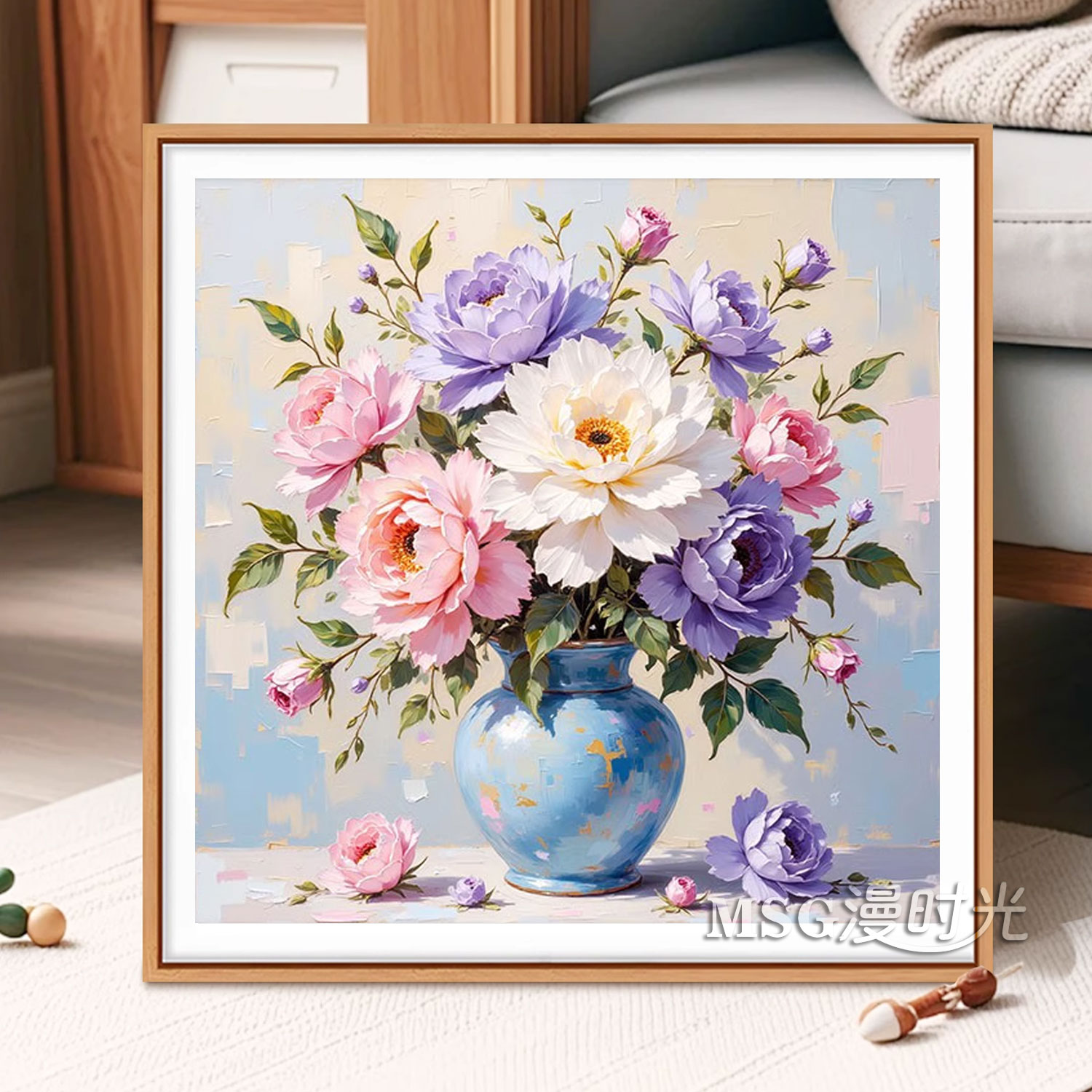 奶油风花卉5d钻石画满钻新款餐厅简约diy手工粘贴钻画客厅十字绣