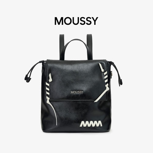 Moussy女油蜡皮质小双肩背包通勤包旅行外出小背包高级感女包