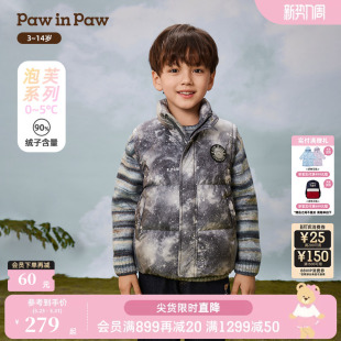 风羽绒马甲保暖叠穿 男童工装 PawinPaw卡通小熊童装 25年秋冬新款