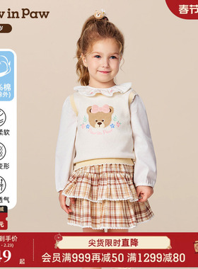 【商场同款】PawinPaw卡通小熊童装25年冬季新款女宝宝两件套衬衫