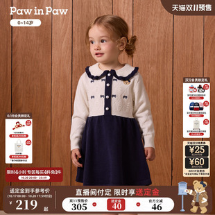 【双11预售】PawinPaw卡通小熊童装26秋冬新款女童女宝毛织连衣裙