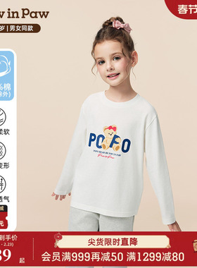 【商场同款】PawinPaw卡通小熊童装25年秋季新款男女童圆领T恤