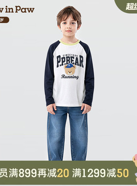 【5A抗菌】PawinPaw卡通小熊童装26年夏季新款男童圆领插肩袖T恤
