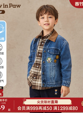 PawinPaw卡通小熊童装25年秋季新款男童翻领牛仔外套宽松夹克