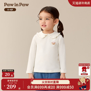 商场同款 女宝宝长袖 PawinPaw卡通小熊童装 新款 T恤 25年冬季