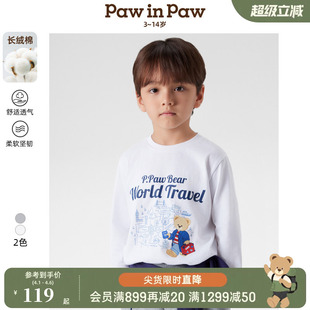 PawinPaw卡通小熊童装 春夏男童印花长袖 T恤 长绒棉