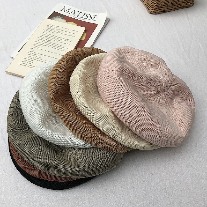 雷帽夏天日系薄款亚麻蓓蕾帽子女春夏英伦复古八角帽百搭画家帽