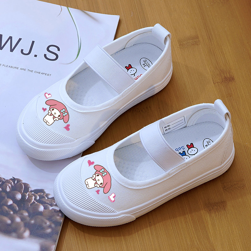 幼儿园小白鞋室内表演鞋女童布鞋百搭软底宝宝帆布鞋小学生演出鞋