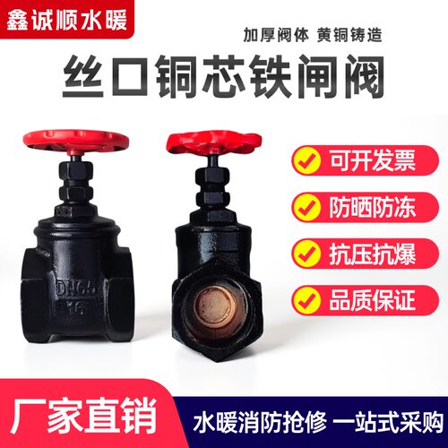 丝口铜芯铁闸阀丝扣水管开关闸门