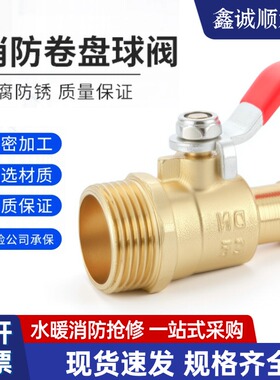 消防自救卷盘镀铜锻钢球阀内外丝皮管4分1寸开关水枪头消火栓DN25