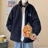 羊羔毛绣花立领冬装棉衣港风情侣休闲大码外套767P118，男装棉衣，电商A458A