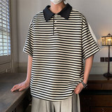 夏装上新撞色翻领Polo衫条纹拼接T恤珠地料短袖T23P45，男装T恤，电商A458A