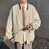 贴袋灯芯绒棒球队秋装夹克宽松港风休闲外套756P85，男装夹克，电商A458A