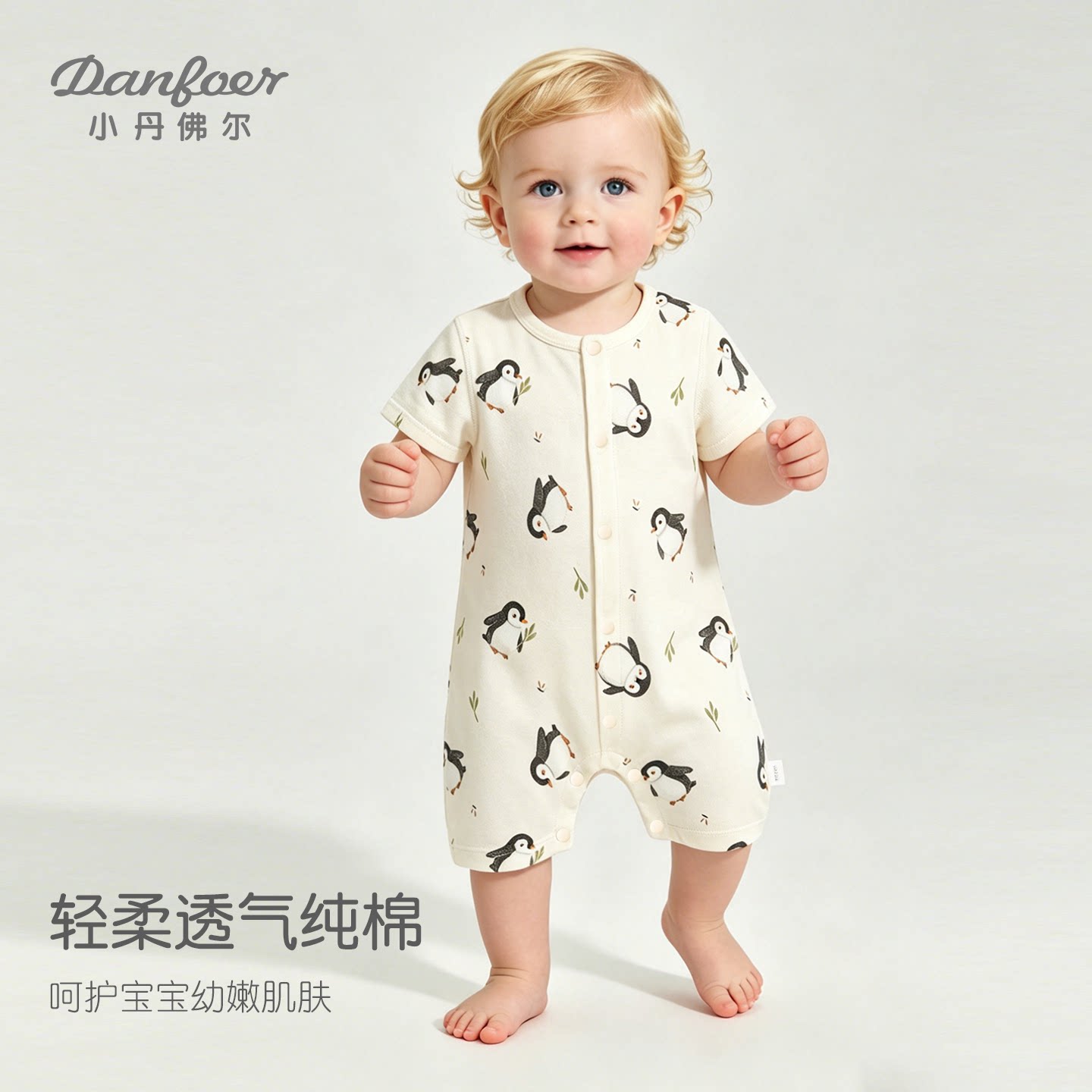 小丹佛尔宝宝短袖连体衣纯棉夏