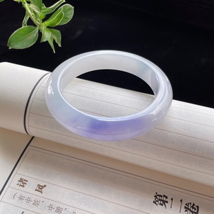 2025天然缅甸翡翠A货冰种紫罗兰55正圈手镯0730E14