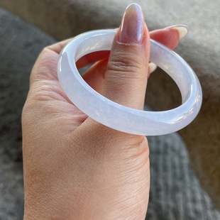 2025天然缅甸翡翠A货冰种白冰贵妃手镯52圈口1118E14