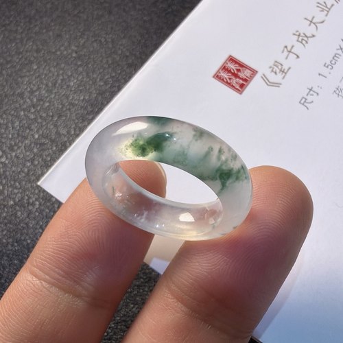 2025天然缅甸翡翠A货高冰种飘花指环12号1225R103