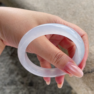 2025天然缅甸翡翠A货冰种白月光正圈手镯57圈口1019LQ23