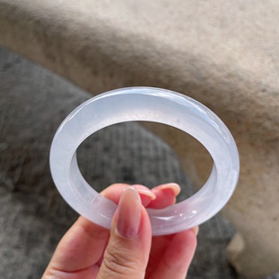 2025天然缅甸翡翠A货冰种白月光正圈手镯57圈口1019LQ20