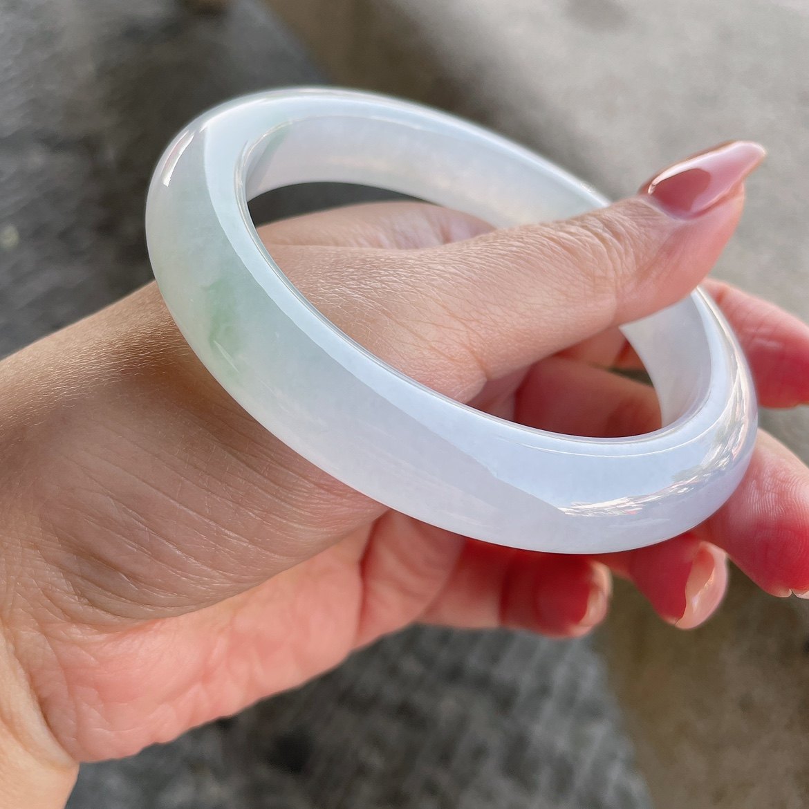 2026天然缅甸翡翠A货冰种飘绿花正圈手镯61圈口1228Q16