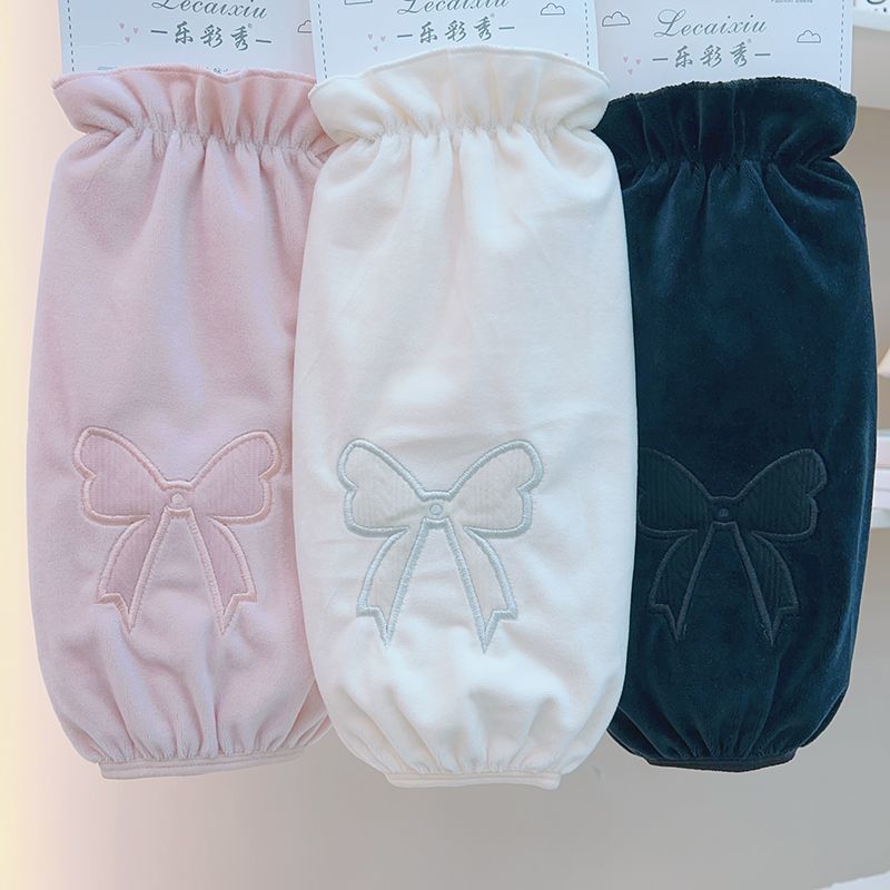 加长款羽绒服袖套宽松版防污套袖女款秋冬季毛绒布可爱棉衣护袖头
