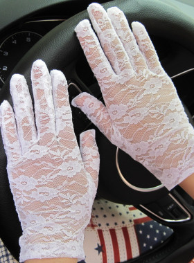 短款蕾丝手套女薄款春夏天开车防晒手套女士新娘婚纱礼仪白色手套