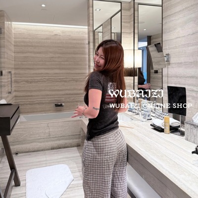 WUBAIZI |克克中古美式街头复古印花梵文十字架修身休闲短袖T恤女