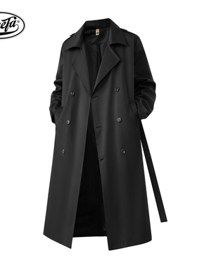 PAEFA 美式复古秋冬季休闲宽松双排扣长款过膝外套风衣 男女同款
