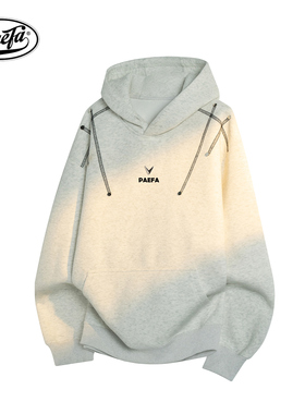 PAEFA美式高街品牌字母LOGO金属标休闲宽松百搭连帽卫衣男女同款