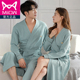 秋季 猫人情侣睡袍女睡衣春秋款 和服浴衣 浴袍长款 男士 纯棉长袖 新款