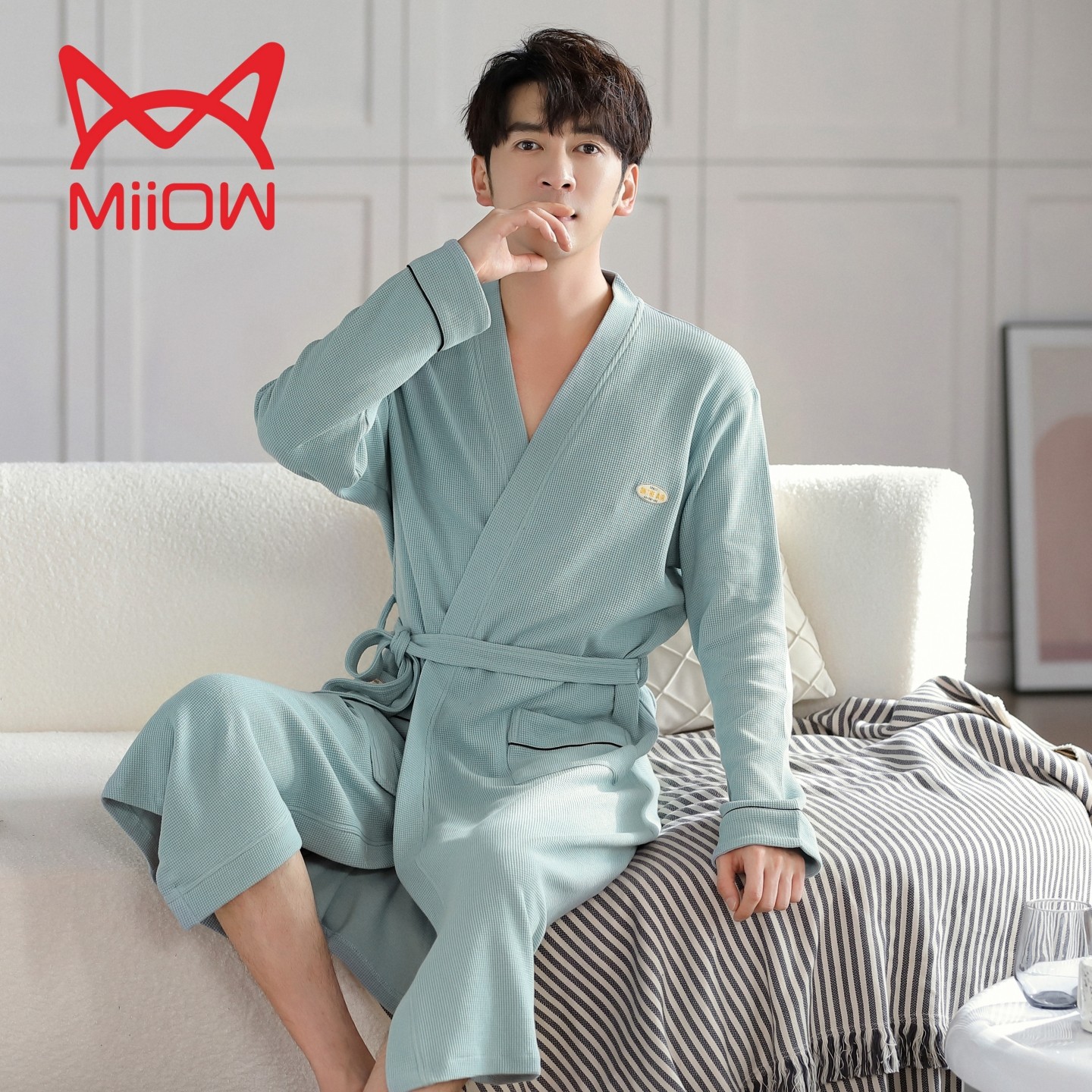 猫人睡袍男士春秋季纯棉长袖全棉酒店秋季长款浴袍浴衣晨袍家居服,女士内衣/男士内衣/家居服,睡袍/浴袍,淘宝优惠券,粉丝福利购,淘宝优惠卷